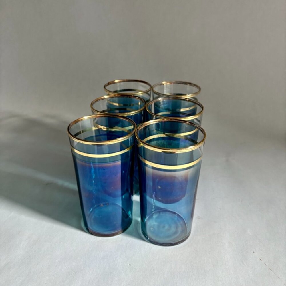 Vintage Iridescent Macbeth Evans Corning Upright Ball Pitcher & Glasses Set - Picture 2 of 14